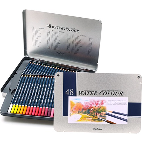 문화 48색 수채색연필 워터칼라 수채화색연필