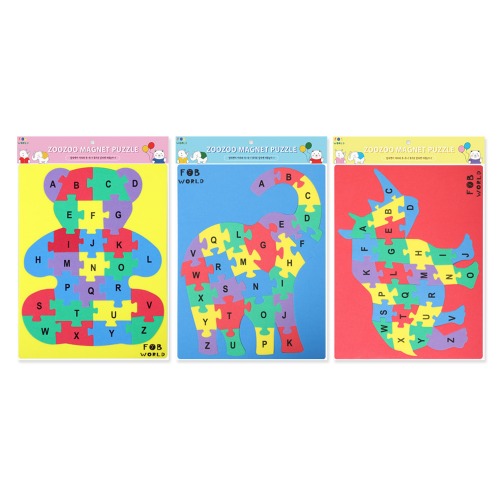 FOB 쥬쥬 퍼즐자석 3종 곰돌이 코끼리 코뿔소