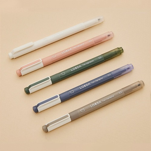 모나미 롭다 트윈 형광펜 2.0mm 4.0mm TwinHighlighter 5색세트 사각  양면 촉 닙 굵은 하이라이터 마킹펜