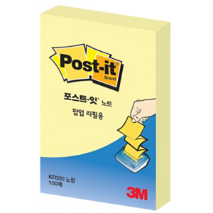 3M 포스트잇 KR-320 팝업 리필(노랑) 접착 메모지