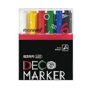 모나미 데코 마카 460 2.0mm 일반 6색세트 컬러링 장식 마카펜 데코