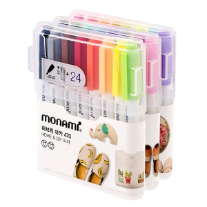 모나미 패브릭마카 470 세트 24색 섬유용펜 의류용펜 직물 색칠