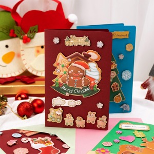 MHS 크리스마스 입체 카드 만들기 홀로그램 겨울 성탄절 DIY 산타 쿠키 양말 루돌프 트리 눈사람