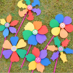 MHS EVA 바람개비 만들기 유아 어린이집 미술재료 체육대회 소품 DIY 꽃 하트 나뭇잎 곰돌이 회오리